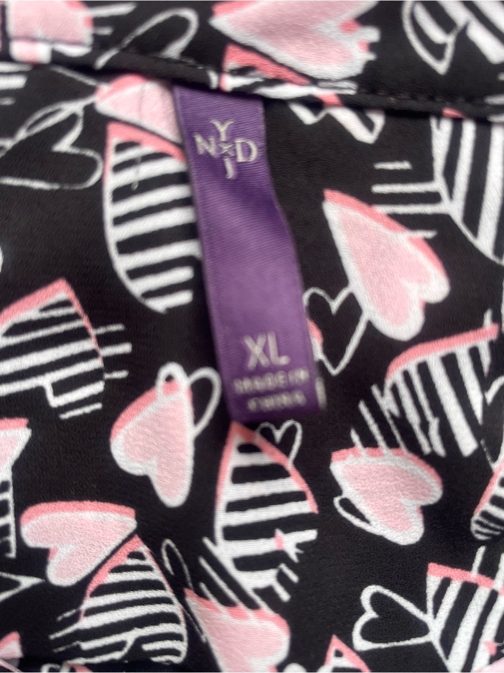 NYDJ Black Blouse with Pink Abstract Print - Picture 3 of 4